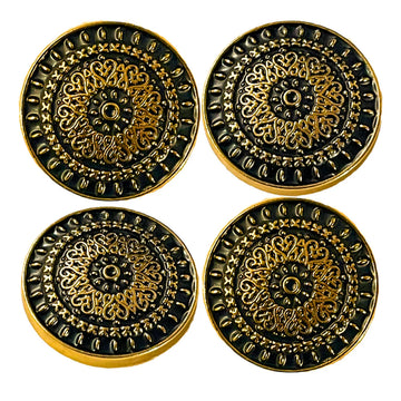 Yellow And Black Ligne Circular Metal Buttons 32L